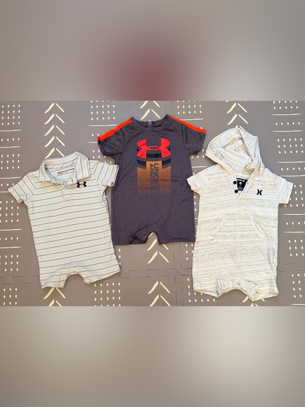 Under Armour & Hurley Baby Boy Romper Bundle 6-9 Months / 6M - 3 Pieces